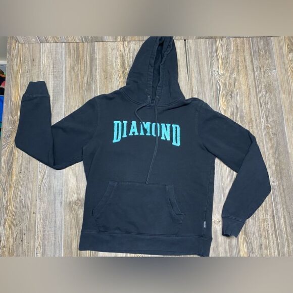 Diamond Supply Co Hoodie Black Pullover Hoodie Blue Puffy OG Logo | Medium - Picture 1 of 10